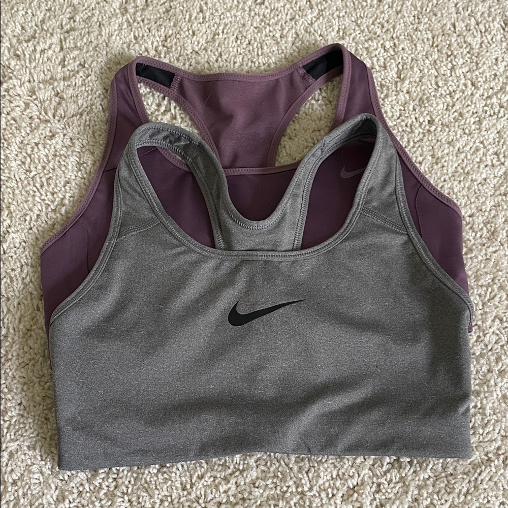 Nike Dri-Fit Gray and Purple Sports Bras (Set of 2) Nike Sports Bras Racerback